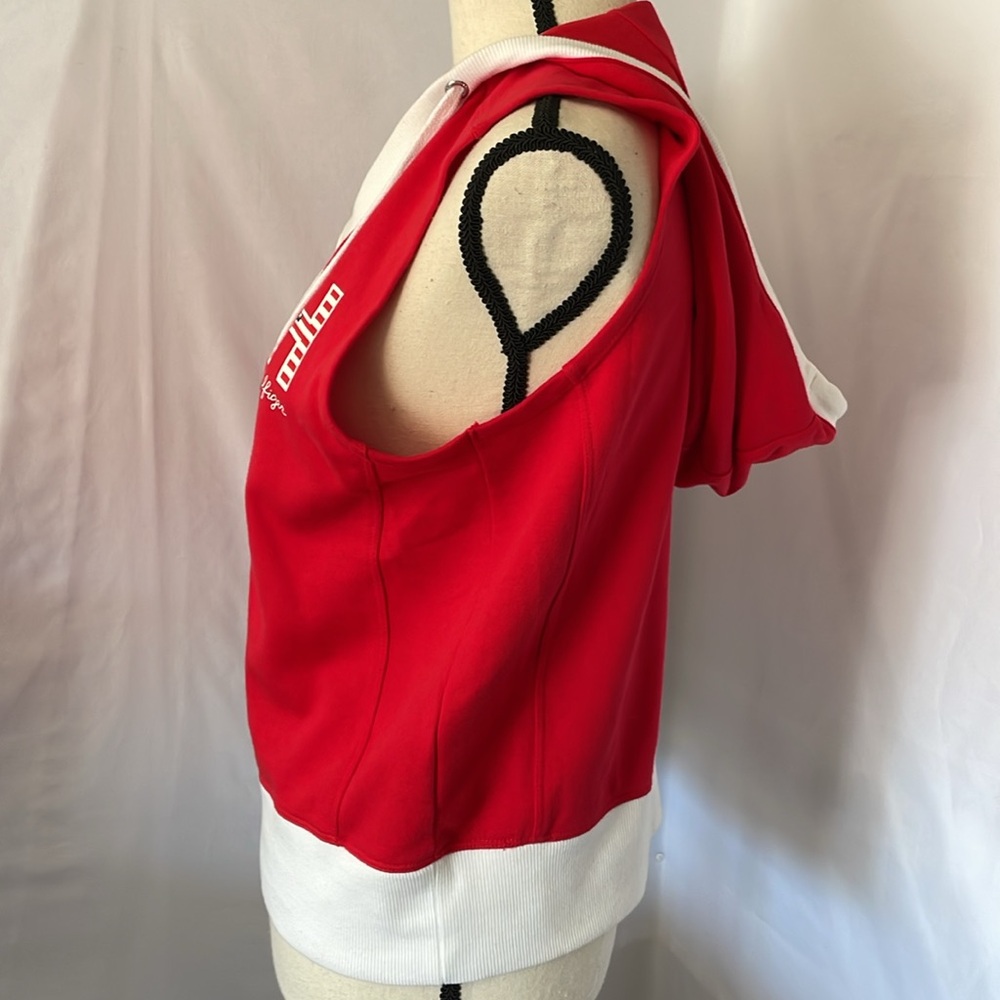 Tommy Hilfiger sport red hooded vest style top V-neck size small - Picture 6 of 7